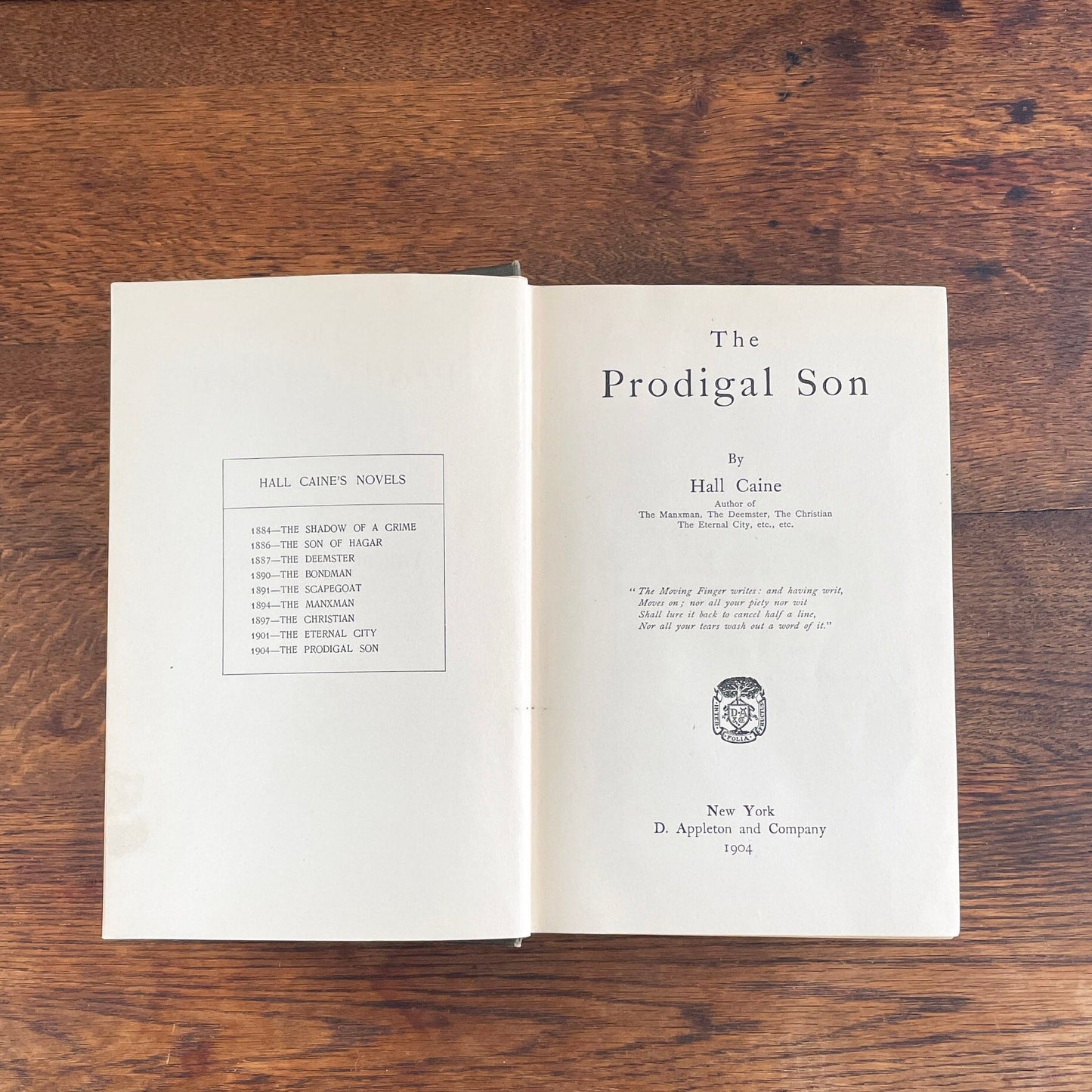 The Prodigal Son by Hall Caine 1904 First Edition First Printing